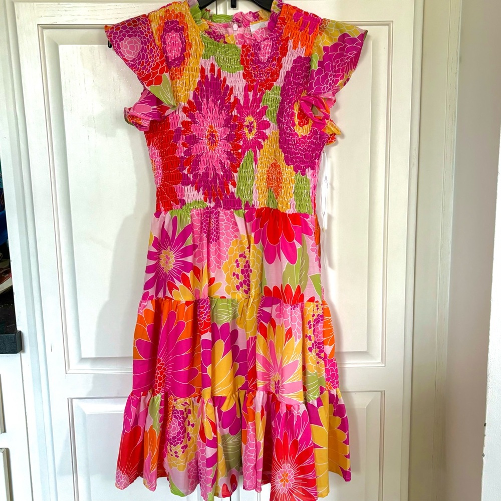 NWT J.Marie Lailani Ruched Mini Dress Pink Floral Size XS 🌷💐